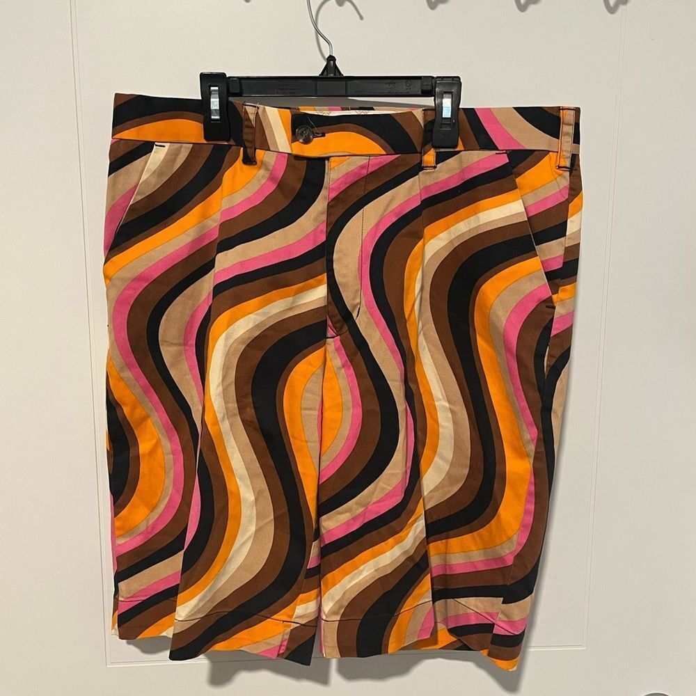 Loudmouth Retro Swirl Print Golf Shorts Resortwear Vacation Travel Cruise